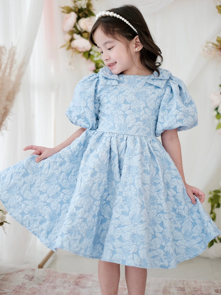 Amoretta Jacquard Dress | Baby Blue