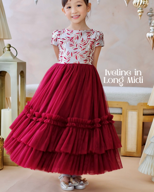 Iveline Jacquard Long Dress | Marsala | Pre-order