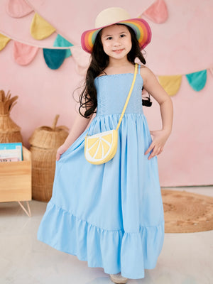 Amelia Dress in Baby Blue Broderie