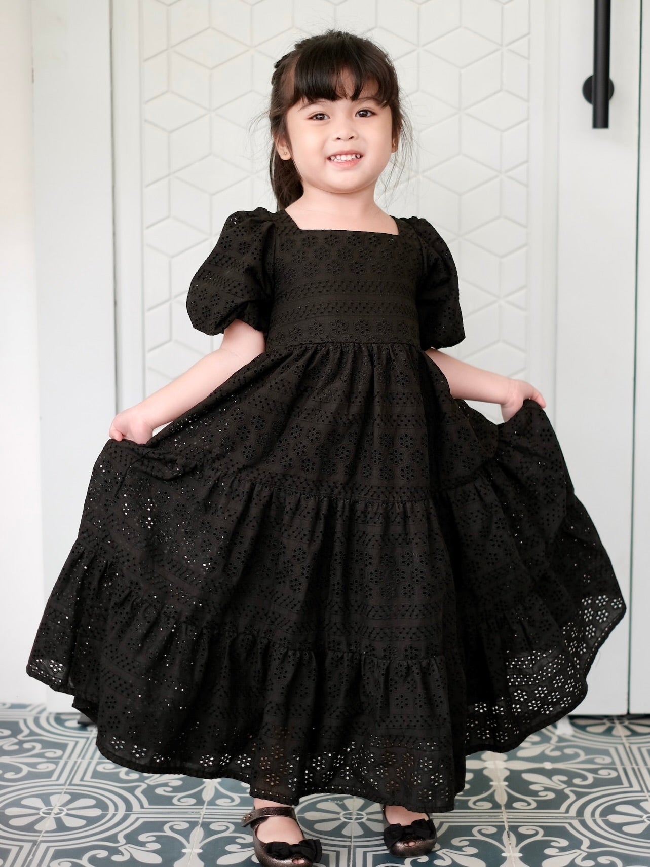 Merida Dress in Black Broderie