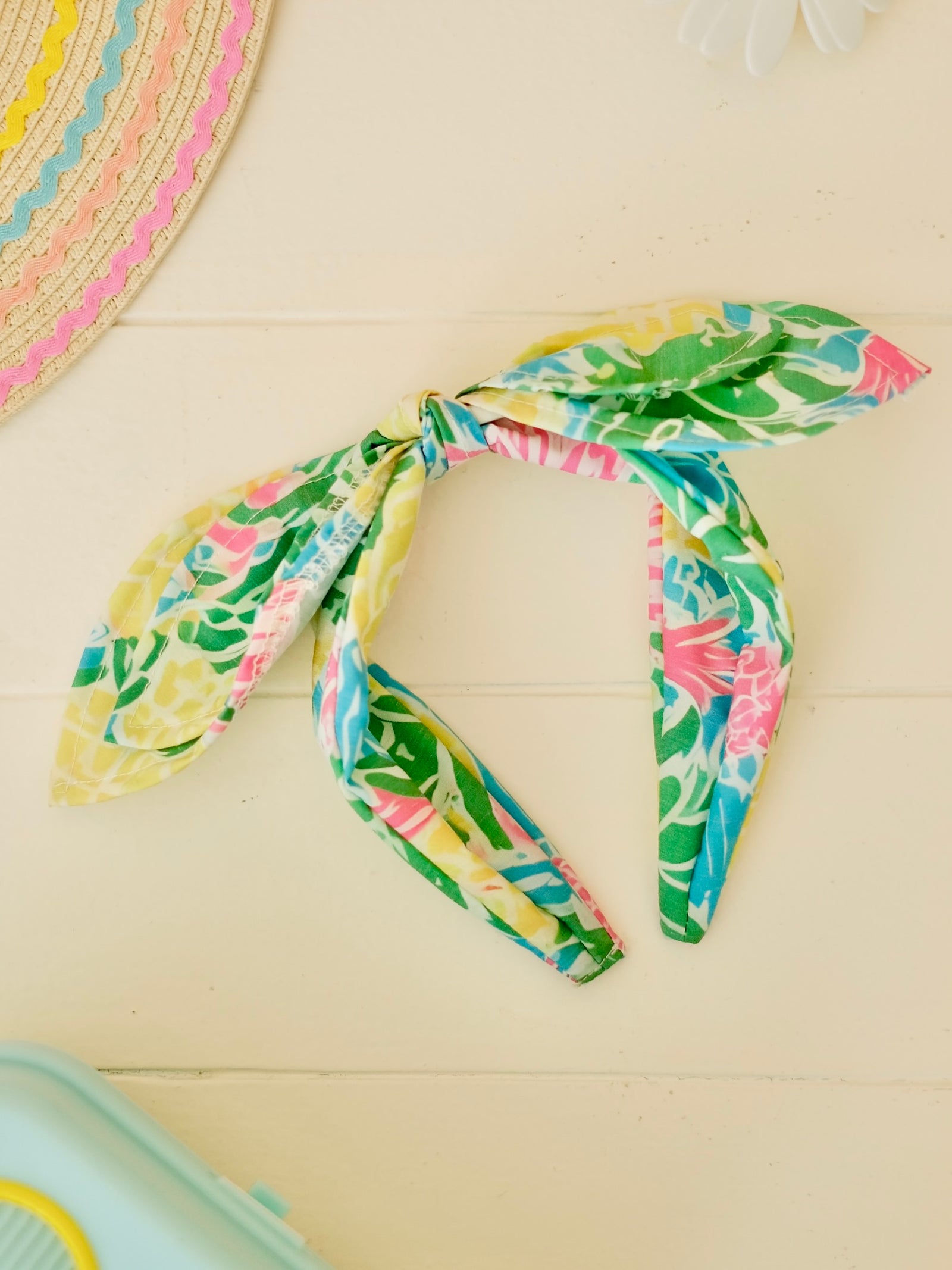 Double Bow Headband in Pineapple Print