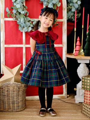 Sandrine Dress in Green Tartan | Pre-order
