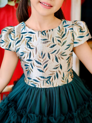 Iveline Mini Dress in Hunter Green