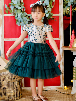 Iveline Mini Dress in Hunter Green