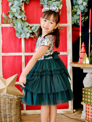 Iveline Mini Dress in Hunter Green