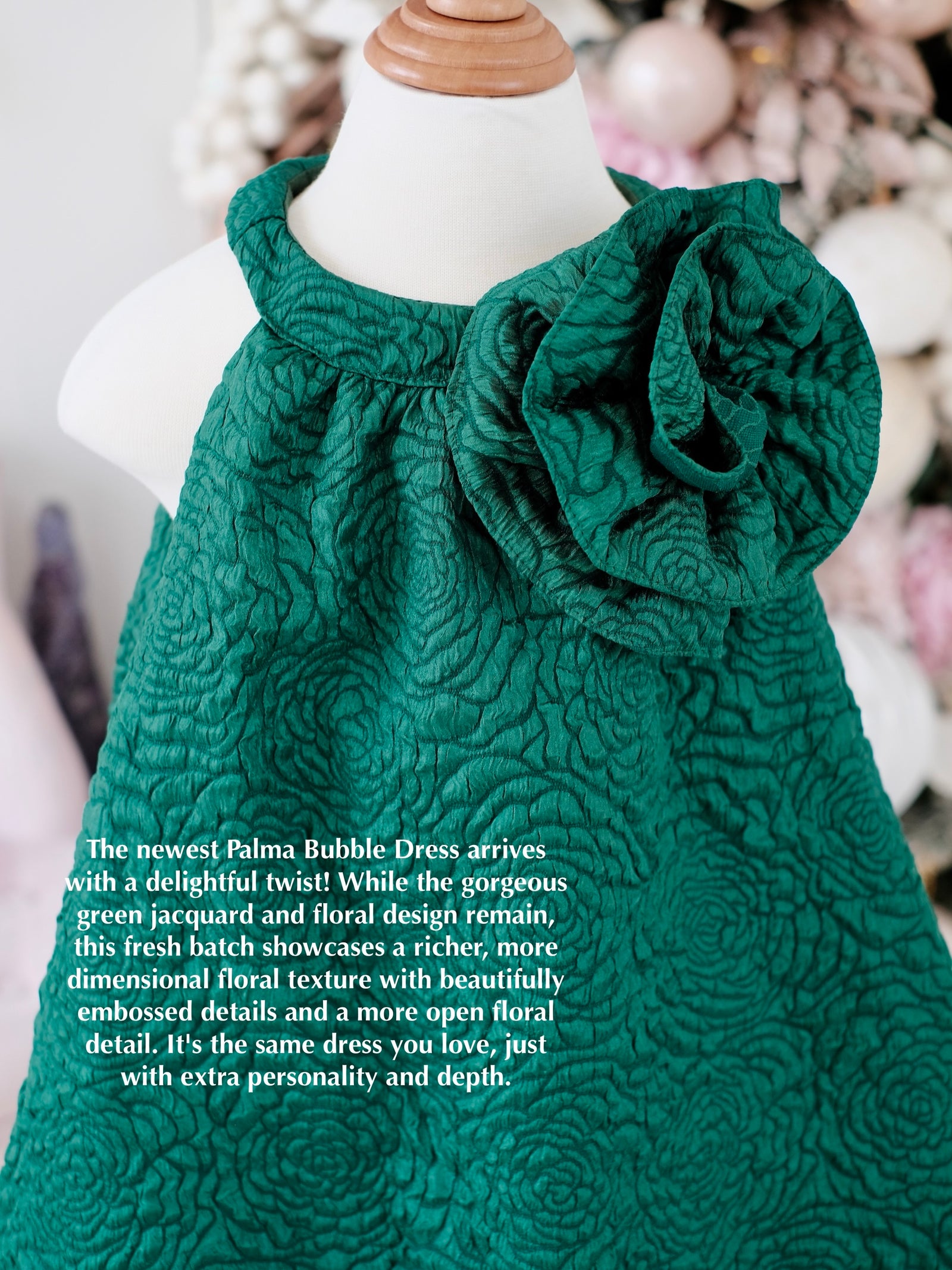 Palma Bubble Dress in Green Jacquard