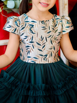Iveline Mini Dress in Hunter Green