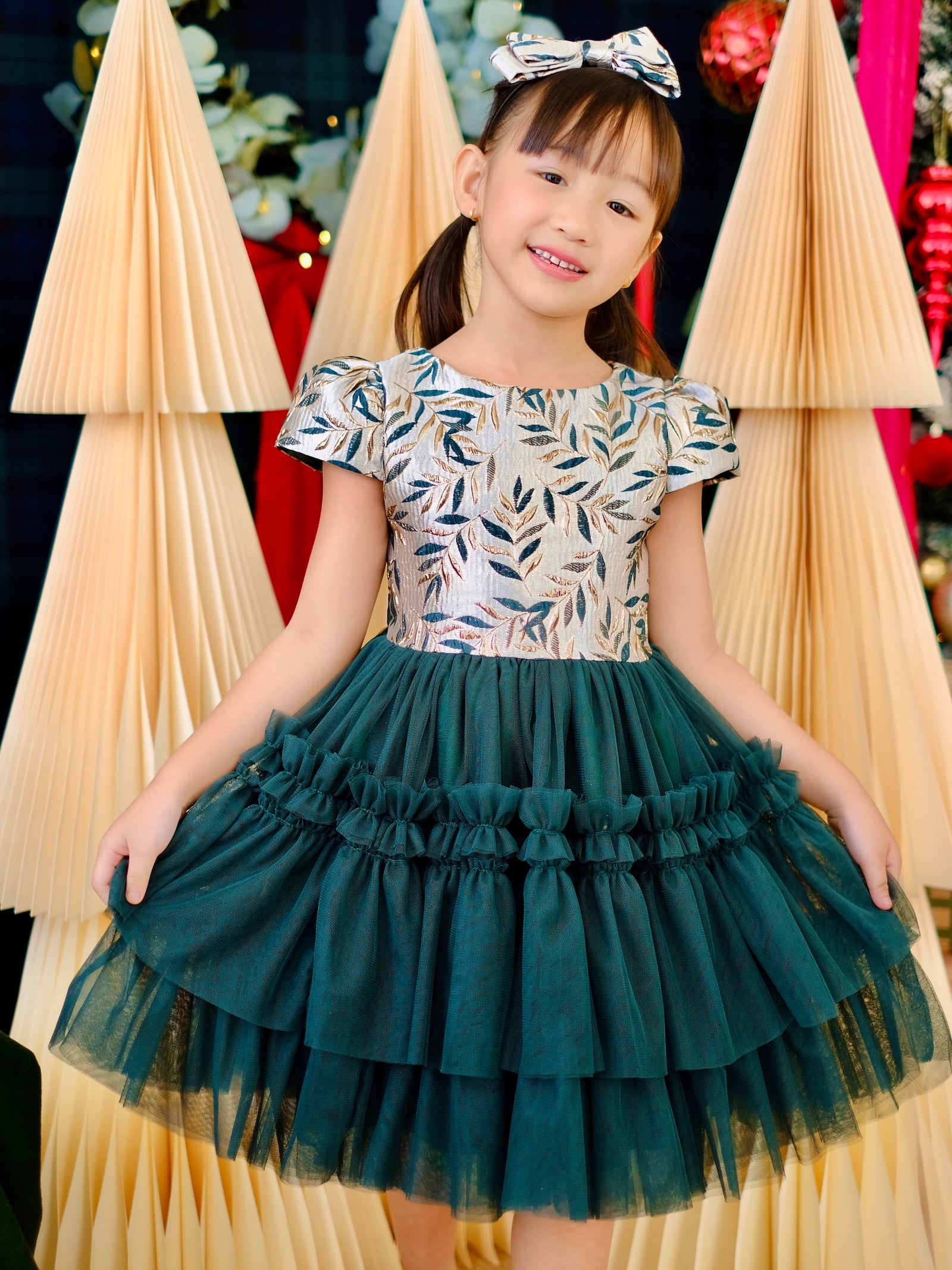 Iveline Mini Dress in Hunter Green