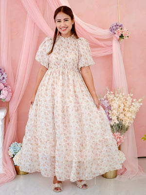 Sabrina Dress Women | Maxi Beige Floral