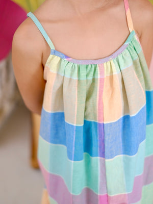 Sola Jumpsuit | Rainbow Plaid Linen