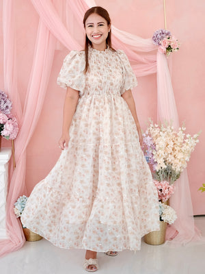 Sabrina Dress Women | Maxi Beige Floral | Pre-order
