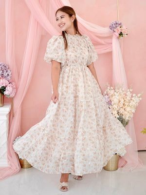 Sabrina Dress Women | Maxi Beige Floral