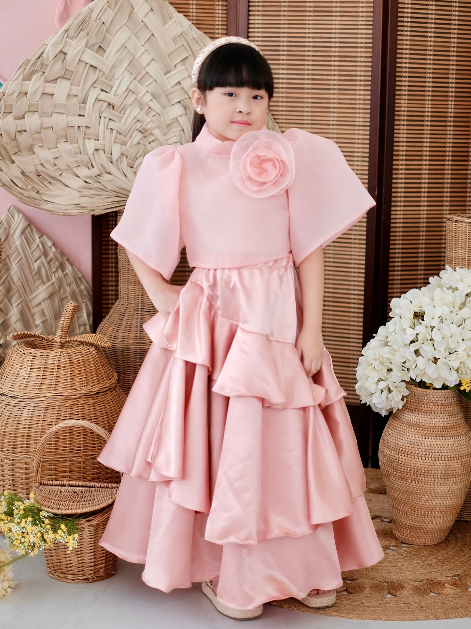 Lana Silk Maxi Skirt in Blush