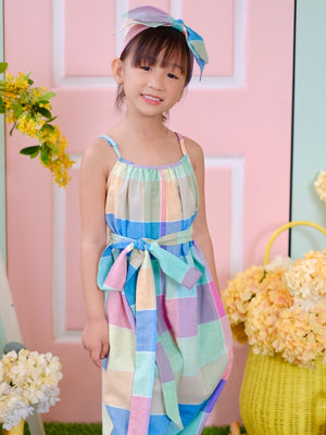 Sola Jumpsuit | Rainbow Plaid Linen