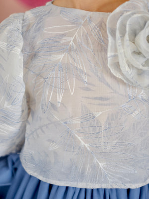 Carmelita Embroidered Top | Dusty Blue