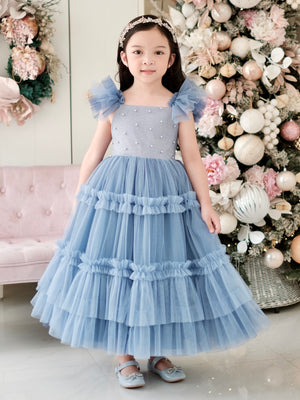 Lilianne Long Midi Dress | Dusty Blue