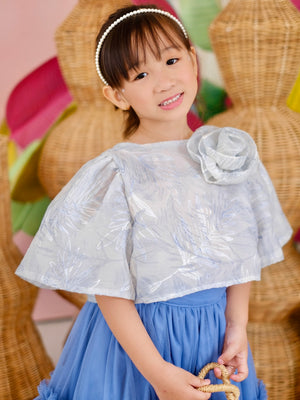 Carmelita Embroidered Top | Dusty Blue
