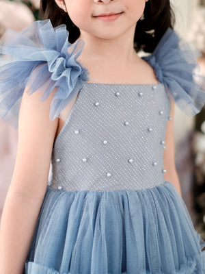 Lilianne Long Midi Dress | Dusty Blue