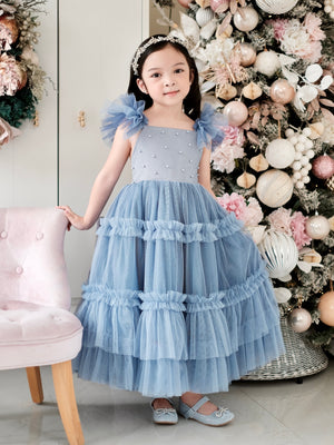 Lilianne Long Midi Dress | Dusty Blue