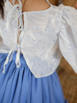 Carmelita Embroidered Top | Dusty Blue