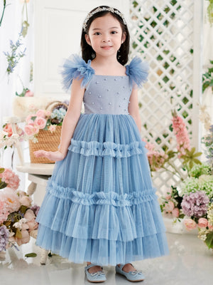 Lilianne Long Midi Dress | Dusty Blue