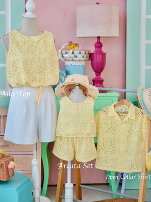 Aila Drawstring Top - Women | Yellow Pineapple Broderie | Pre-order
