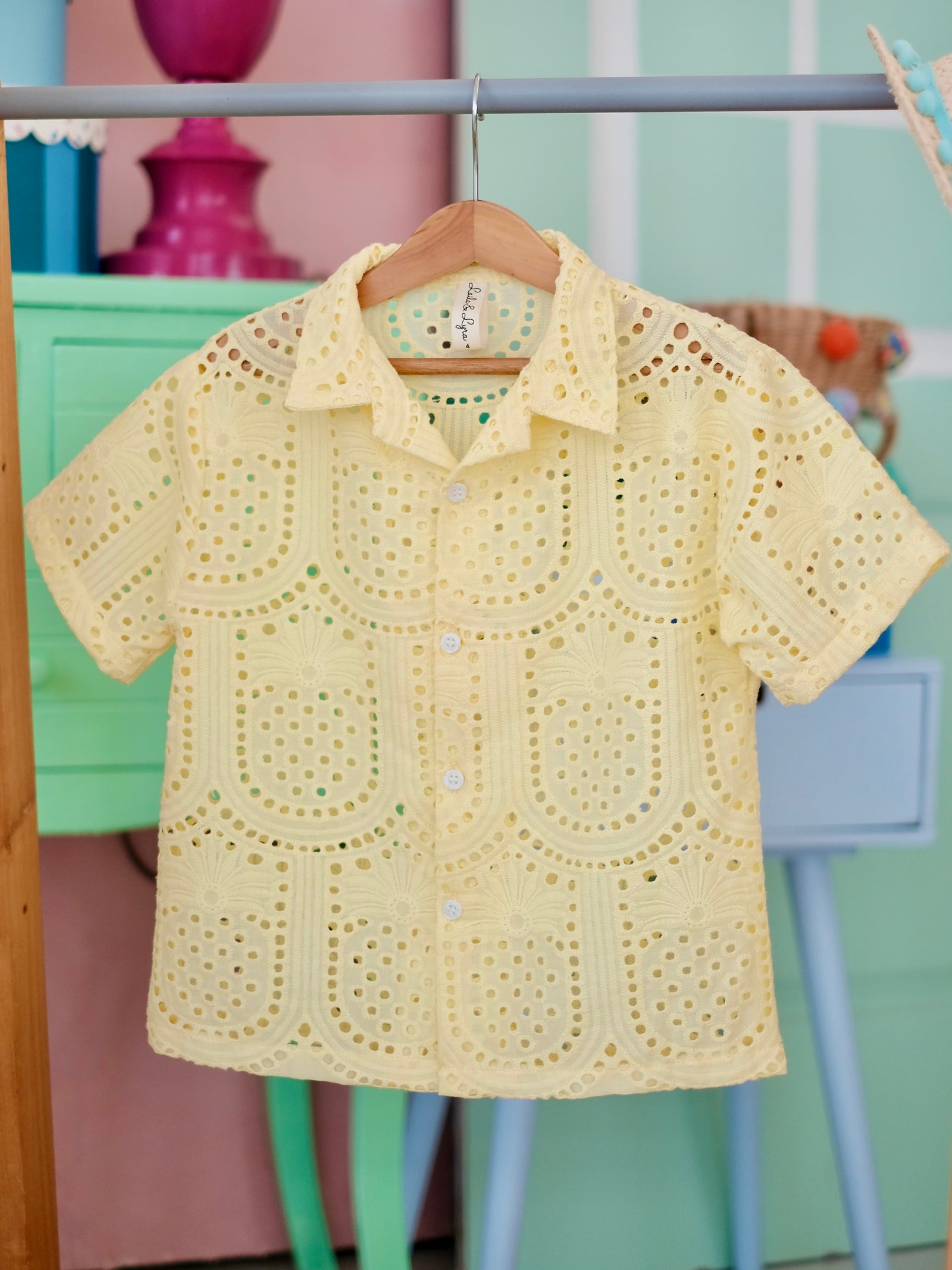 Open Collar Shirt | Pineapple Broderie