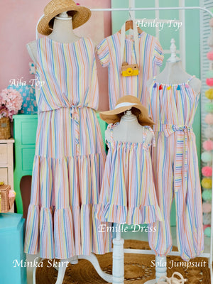 Minka Tiered Skirt | Rainbow Stripes | Women