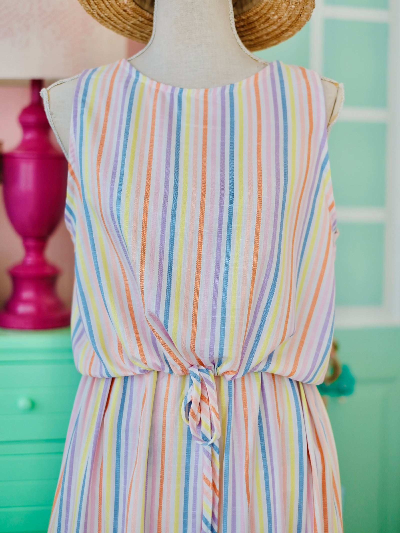 Aila Drawstring Top | Rainbow Stripes