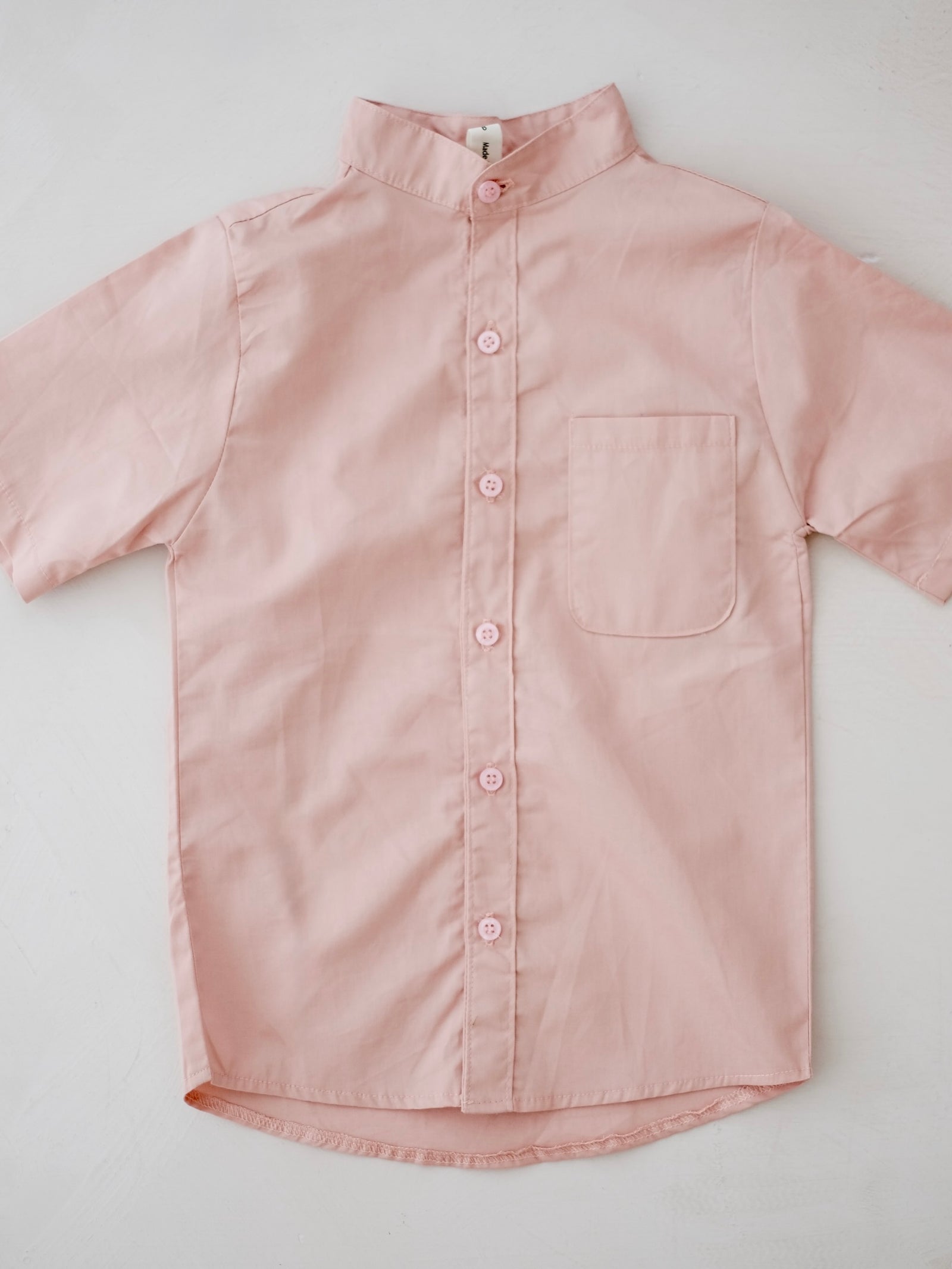 Collarless Button Down Shirt | Boys | Dusty Pink