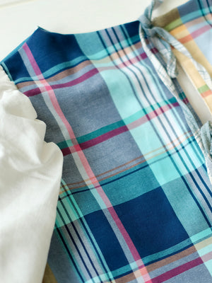Carmelita Top | Yellow + Blue Linen