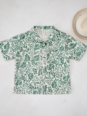 Open Collar Shirt | Leaf Print