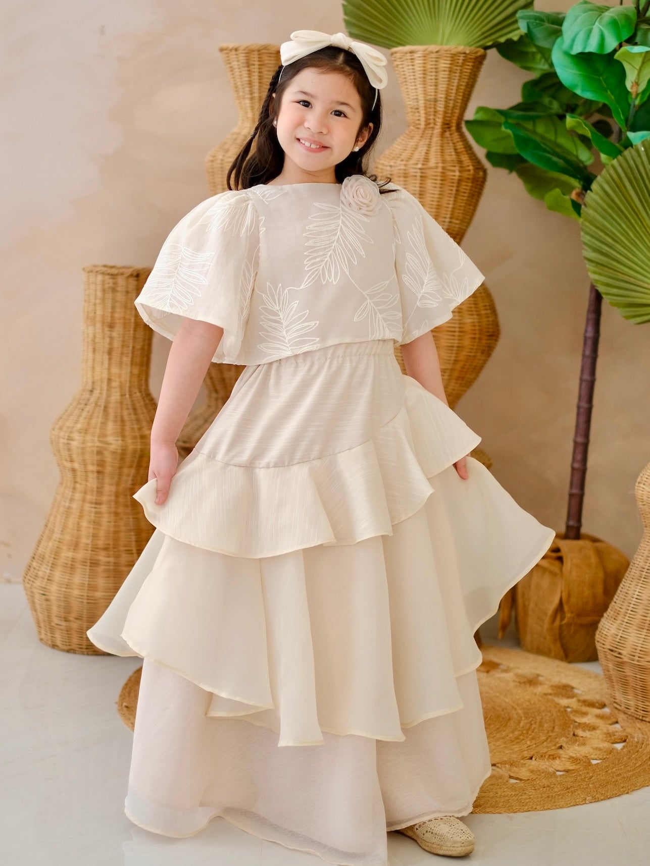 filipiniana dresses Knee Length Attire For Graduation Graduation Modern Style Modern Knee Length Beige Filipiniana Dress A this dress is ideal for formal events and special occasions When a designer says something