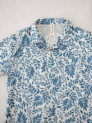 Open Collar Shirt | Leaf Print