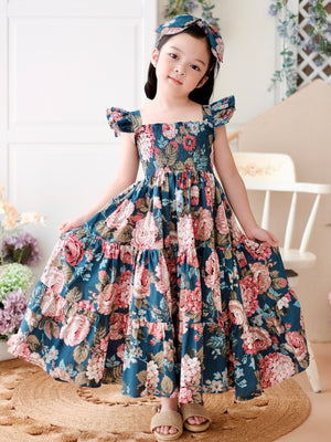 Amina Floral Long Midi Dress