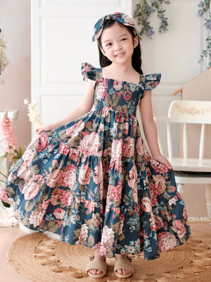 Amina Floral Long Midi Dress