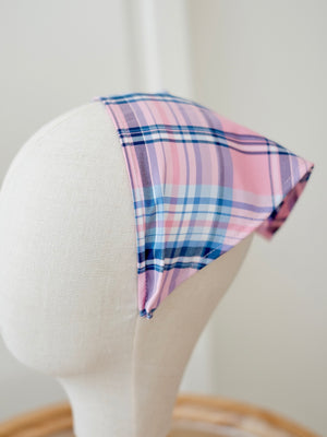 Headband Bandana | Pink and Blue Plaid