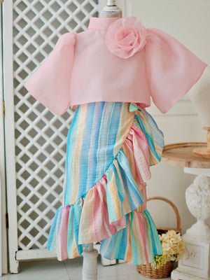 Amparo Wrap Skirt in Pastel Stripes