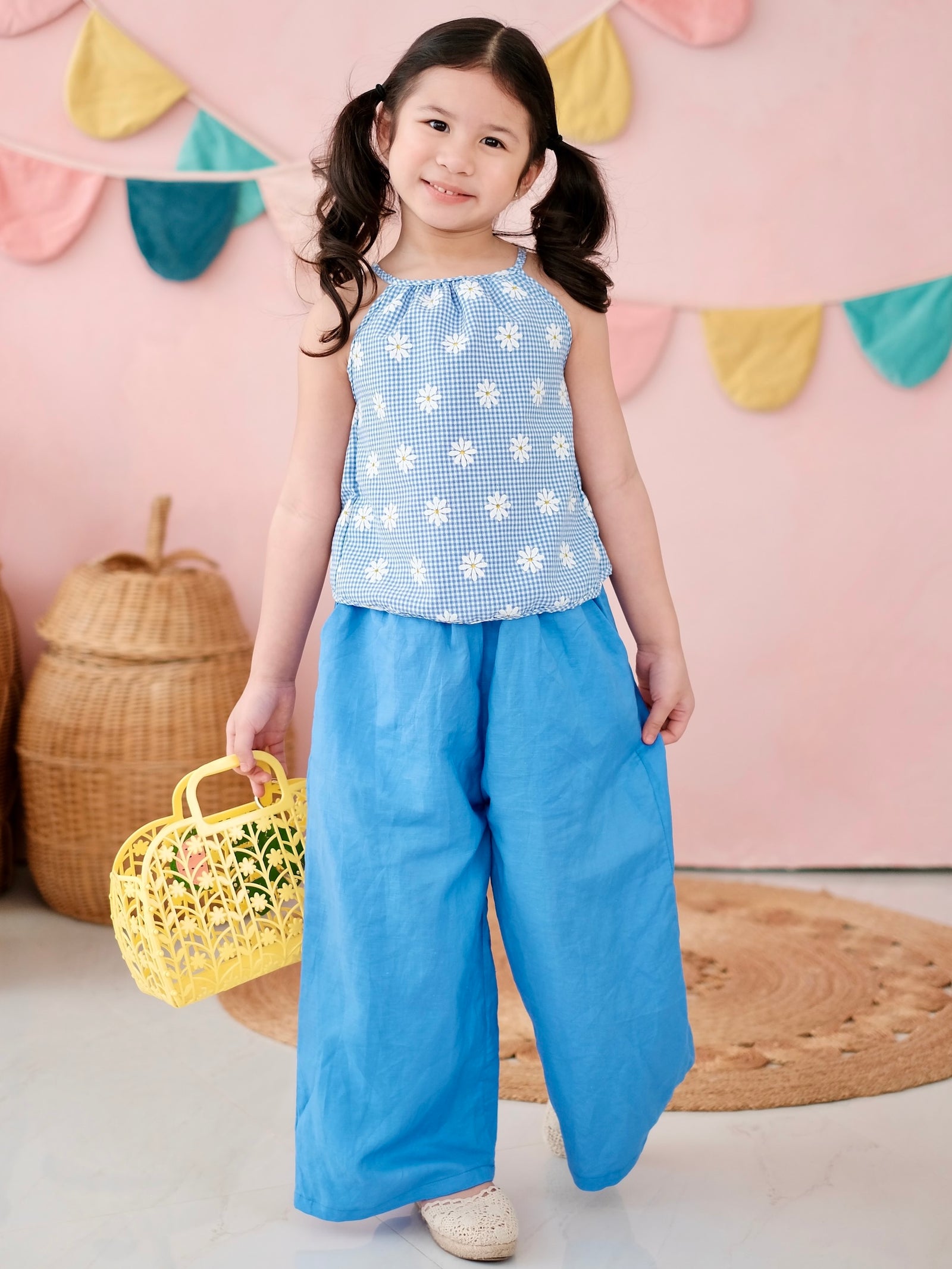 Raya Set | Daisy Print Top + Linen Pants