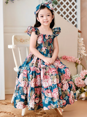 Amina Floral Long Midi Dress