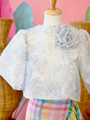 Carmelita Embroidered Top | Dusty Blue | Women
