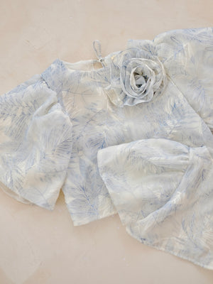 Carmelita Embroidered Top | Dusty Blue | Women
