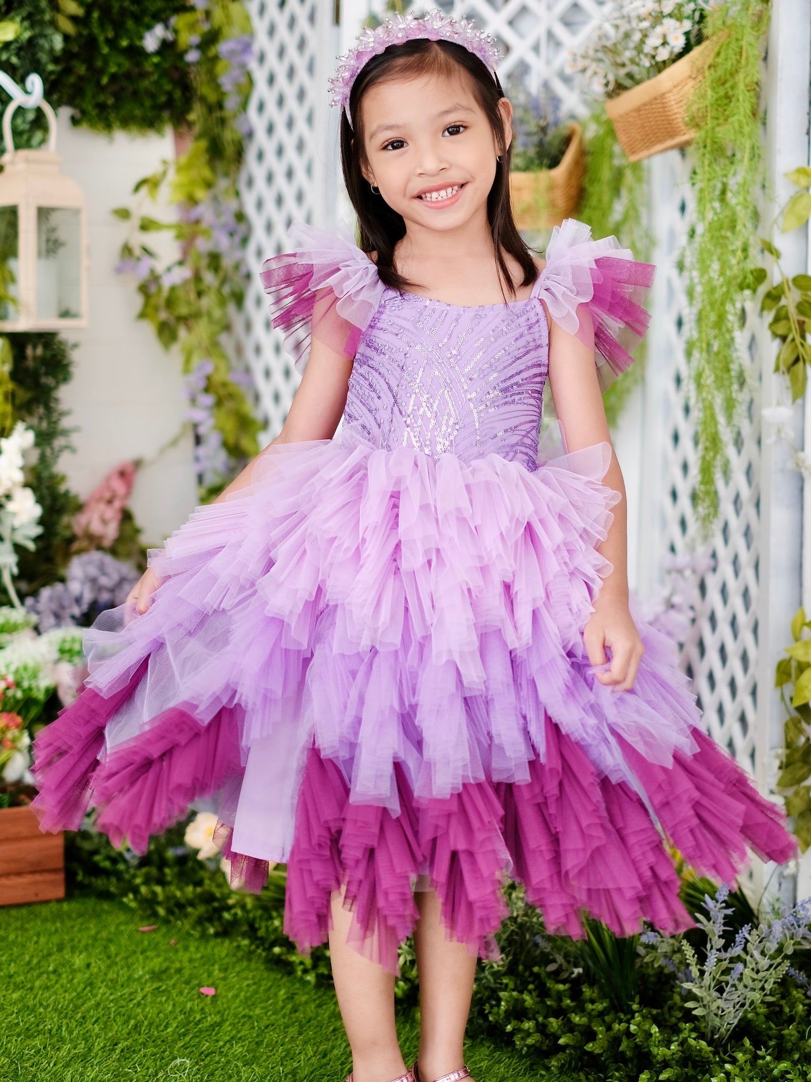 Laurette Tutu Dress in Purple Fantasy