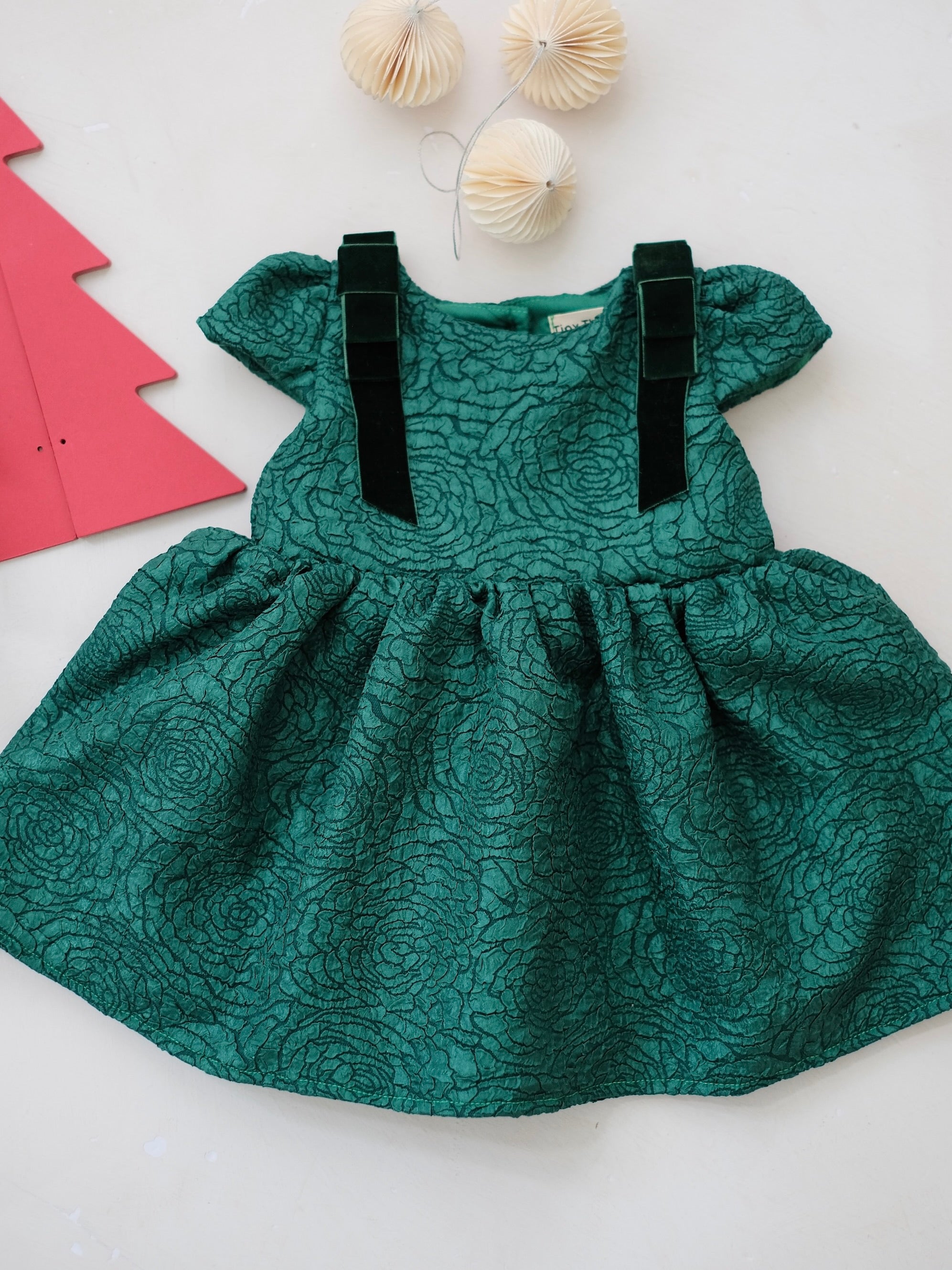 Sloane Jacquard Dress | Green Tiny Threads | Pre-order