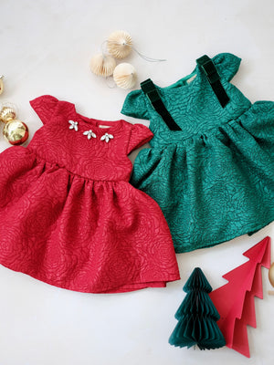 Sloane Jacquard Dress | Green Tiny Threads | Pre-order