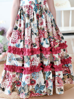 Ingrid Dress in Floral Burgundy