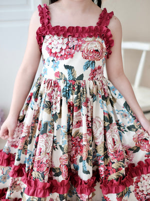 Ingrid Dress in Floral Burgundy