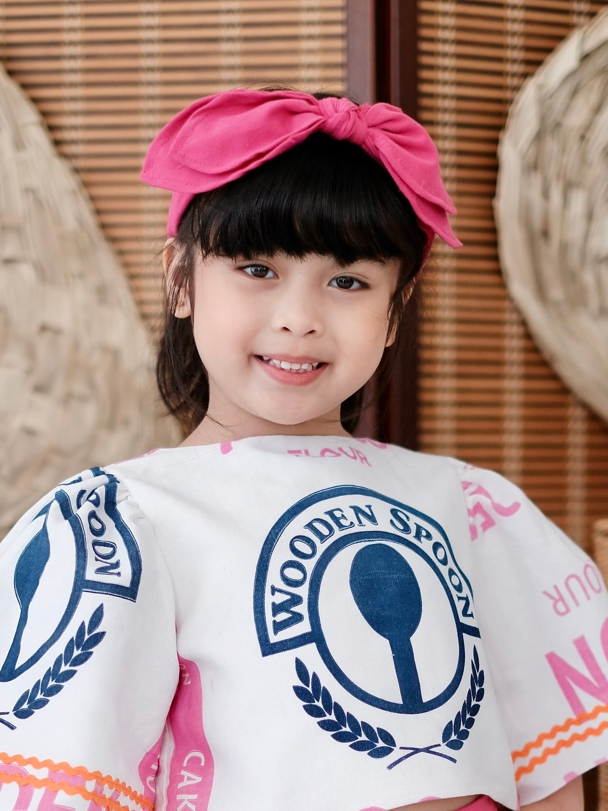 Linen Double Bow Headband in Pink