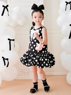 Vania Polka Dot Bubble Dress in Black | Pre-order