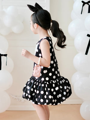 Vania Polka Dot Bubble Dress in Black | Pre-order